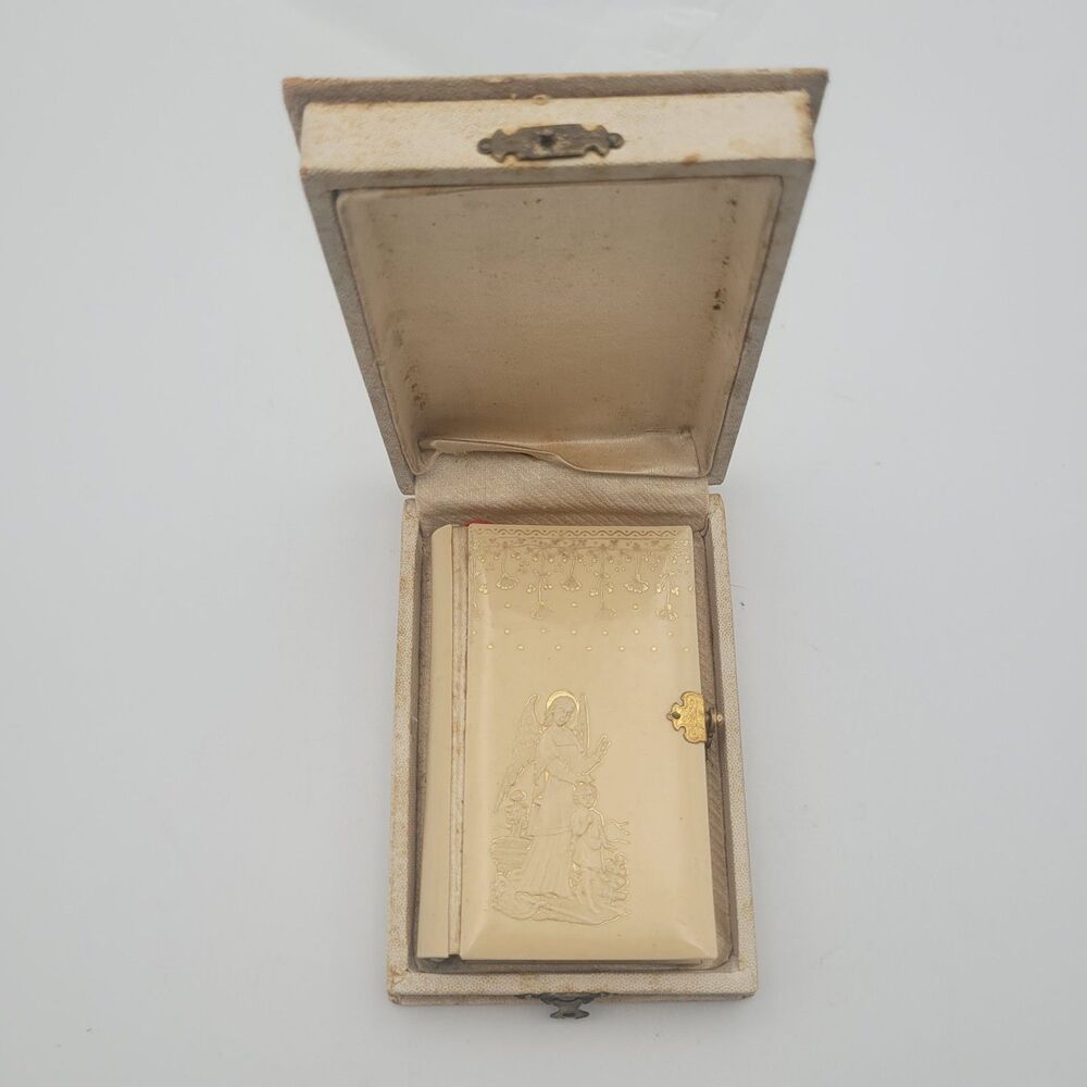 1898 Catholic Celluloid Italian Prayer Book Gilt Edges Original Box 3.75 x 2.25